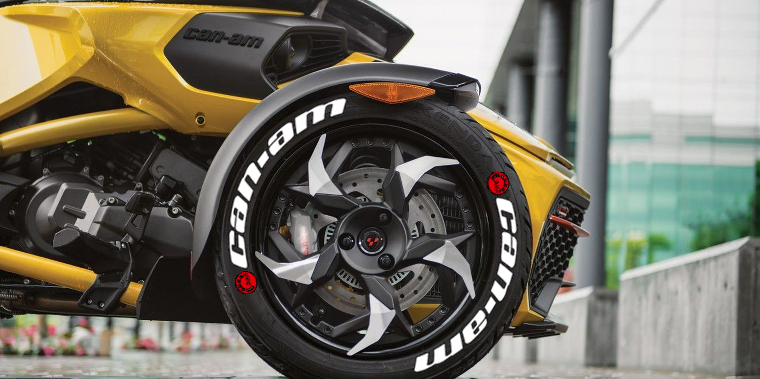 Can-Am White + Logo Red ,Set for 3 Tires (837) - Image 3