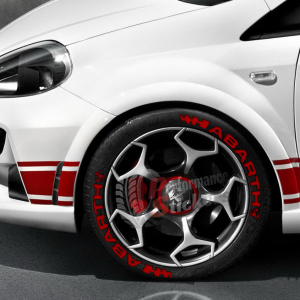 Abarth + Flag + Logo Full Red, Set for 4 Tires (1643)
