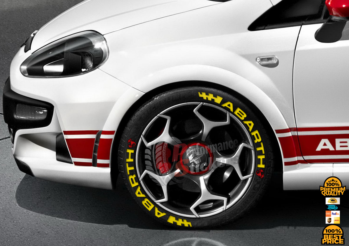 Abarth Yellow + Flag + Logo Red, Set for 4 Tires (1644)