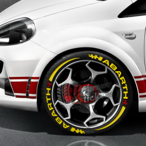 Abarth + Stripes Yellow + Flag + Logo Red, Set for 4 Tires (1646)