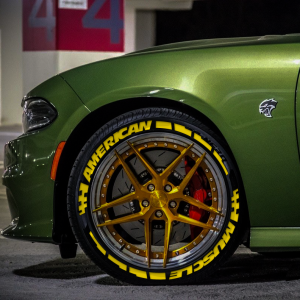 American Muscle + Stripes + FLag Full Yellow, Set for 4 Tires (1496)
