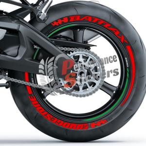 BRIDGESTONE BATTLAX red + STRIPES Set For 2 Tires Both Sides Left And Right (603)