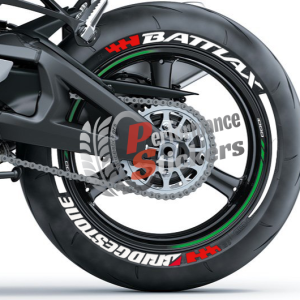 BRIDGESTONE BATTLAX white + STRIPES Set For 2 Tires Both Sides Left And Right (601)