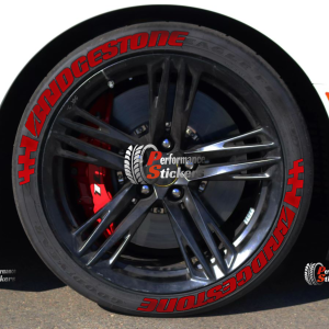 BRIDGESTONE + FLAG full red, a Set for 4 tires (797)