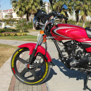 Bridgestone + Stripes Yellow + Flag Red, Set For 2 Tires Both Sides Left And Right (1532)