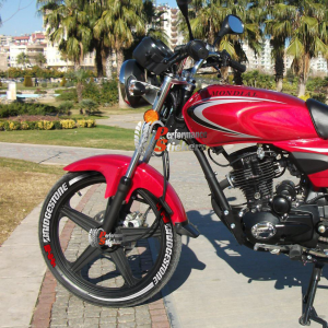 Bridgestone + Stripes + Flag Red, Set For 2 Tires Both Sides Left And Right (1530)