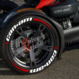 Can-Am White + Stripes Red+ Logo Red ,Set for 3 Tires (852)