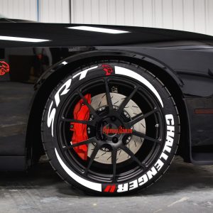 CHALLANGER SRT white + LOGO red, a Set for 4 tires (806)