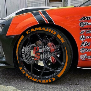 CHEVROLET CAMARO SS + STRIPES orange, a Set for 4 tires (776)
