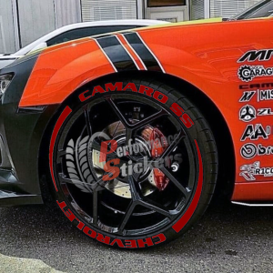 CHEVROLET CAMARO SS + STRIPES red, a Set for 4 tires (775)