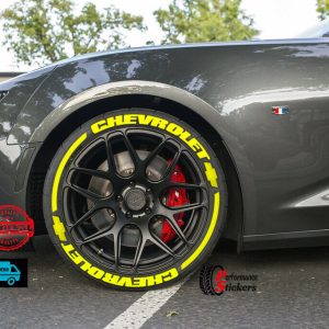 CHEVROLET + STRIPES YELLOW , a Set for 4 tires (97)