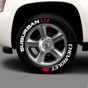 CHEVROLET SUBURBAN + LOGO + LTZ red, a Set for 4 tires (785)