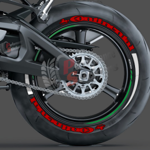 Continental Red + Logo + Stripes White, Set For 2 Tires Both Sides Left And Right (1555)