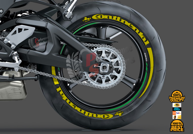 Continental + Stripes + Logo Yellow, Set For 2 Tires Both Sides Left And Right (1553)