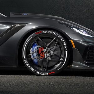 Corvette Stingray + Stripes + Logo Red, Set for 4 Tires (1145)