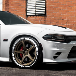 Dodge Charger + Stripes + Logo Full White, Set for 4 Tires (1208)