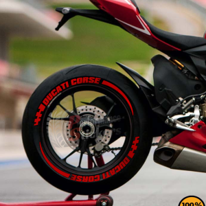 Ducati Corse + Stripes + Flag Full Red, Set For 2 Tires Both Sides Left And Right (1710)