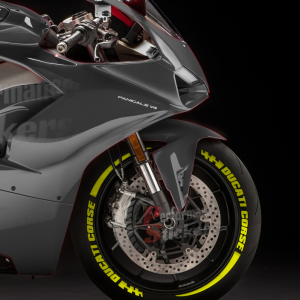 Ducati Corse + Stripes + Flag Full Yellow, Set For 2 Tires Both Sides Left And Right (1711)