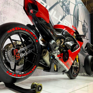 Ducati + Logo + Flag Full Red, Set For 2 Tires Both Sides Left And Right (1704)