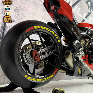 Ducati + Logo Yellow + Flag Red, Set For 2 Tires Both Sides Left And Right (1705)