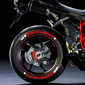 Ducati Red + Logo + Flag White , Set For 2 Tires Both Sides Left And Right (1712)