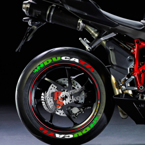 Ducati White Red Green + Logo, Set For 2 Tires Both Sides Left And Right (1715)