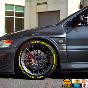 Evolution Lancer + Stripes + Flag Full Yellow, Set for 4 Tires (1351)