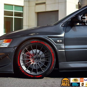 Evolution Lancer + Stripes + Flag Full Red, Set for 4 Tires (1349)