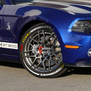 Ford Performance White Yellow + Stripes + Red Flag, Set for 4 Tires (1277)