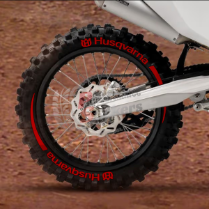 Husqvarna + Stripes + Logo Full Red, Set For 2 Tires Both Sides Left And Right (1726)