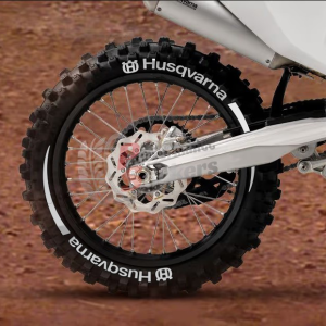 Husqvarna + Stripes + Logo Full White, Set For 2 Tires Both Sides Left And Right (1725)