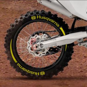 Husqvarna + Stripes + Logo Full Yellow, Set For 2 Tires Both Sides Left And Right (1727)