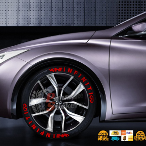 Infiniti + Flag + Logo Full Red, Set for 4 Tires (1355)