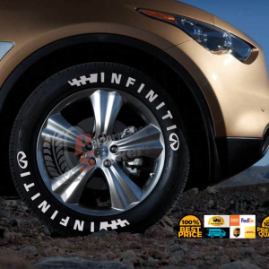 Infiniti + Flag + Logo Full White, Set for 4 Tires (1354)