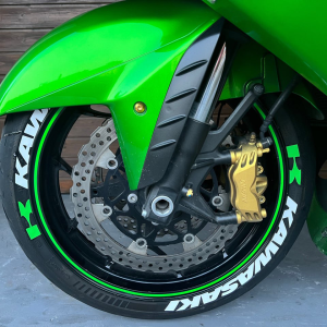 Kawasaki + Logo Green, Set For 2 Tires Both Sides Left And Right (1747)