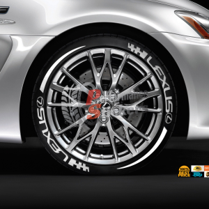 Lexus + Stripes + Logo Full White, Set for 4 Tires (1363)