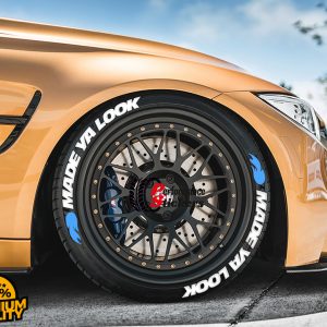 MADE YA LOOK & LOGO BLUE , a Set for 4 tires (413)