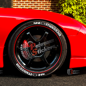 Mazda + Flag + Logo Full White, Set for 4 Tires (1376)