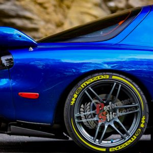 MAZDA yellow + Stripes  , a Set for 4 tires (613)