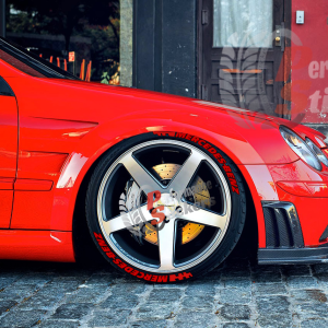 Mercedes Benz + Flag Full Red, Set for 4 Tires (1286)
