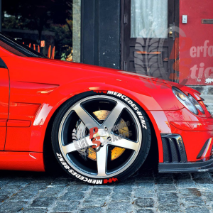 Mercedes Benz + Red Flag, Set for 4 Tires (1283)
