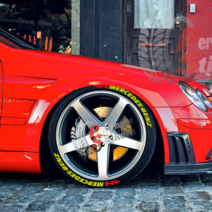 Mercedes Benz Yellow + Flag Red, Set for 4 Tires (1285)