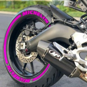 MICHELIN + pink STRIPES Set For 2 Tires Both Sides Left And Right (287)