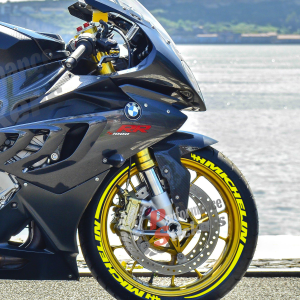 Michelin + Stripes + Flag Full Yellow, Set For 2 Tires Both Sides Left And Right (1580)