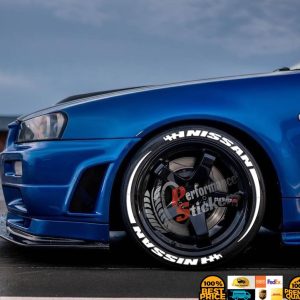 Nissan + Stripes + Flag Full White, Set for 4 Tires (1383)