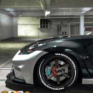 NISSAN370Z white + STRIPES , a Set for 4 tires (691)