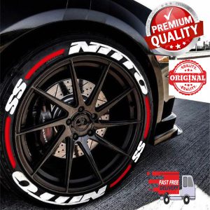 NITTO SS WHITE + STRIPES RED , a Set for 4 tires (213)