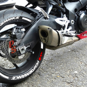 PERFORMANCE + FLAG red + STRIPES, Set For 2 Tires Both Sides Left And Right (816)