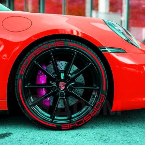 PORSCHE STRIPES RED ,a Set for 4 tires (419)
