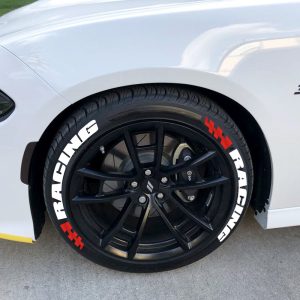 RACING WHITE + FLAG RED , a Set for 4 tires (128)